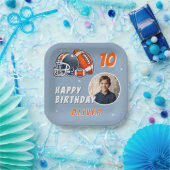 サッカーボールヘルメットマンガートフォト誕生日 ペーパープレート (パーティー)