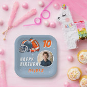 サッカーボールヘルメットマンガートフォト誕生日 ペーパープレート (パーティー)