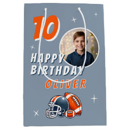 サッカーボールヘルメットマンガートフォト誕生日 ミディアムペーパーバッグ