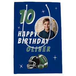 サッカーボールヘルメットマンガートフォト誕生日 ミディアムペーパーバッグ