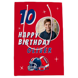 サッカーボールヘルメットマンガートフォト誕生日 ミディアムペーパーバッグ