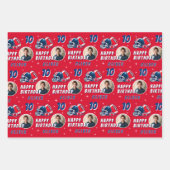 サッカーボールヘルメットマンガートフォト誕生日 ラッピングペーパーシート (正面3)