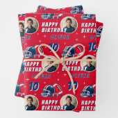 サッカーボールヘルメットマンガートフォト誕生日 ラッピングペーパーシート (インサイチュ)