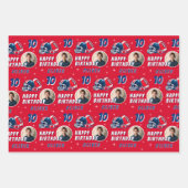 サッカーボールヘルメットマンガートフォト誕生日 ラッピングペーパーシート (正面)