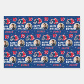 サッカーボールヘルメットマンガートフォト誕生日 ラッピングペーパーシート (正面3)