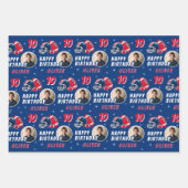 サッカーボールヘルメットマンガートフォト誕生日 ラッピングペーパーシート (正面)