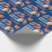 サッカーボールヘルメットマンガートフォト誕生日 ラッピングペーパー (角)