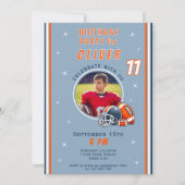 サッカーボールヘルメットマンガートフォト誕生日 招待状 (正面)