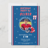 サッカーボールヘルメットマンガートフォト誕生日 招待状 (正面)