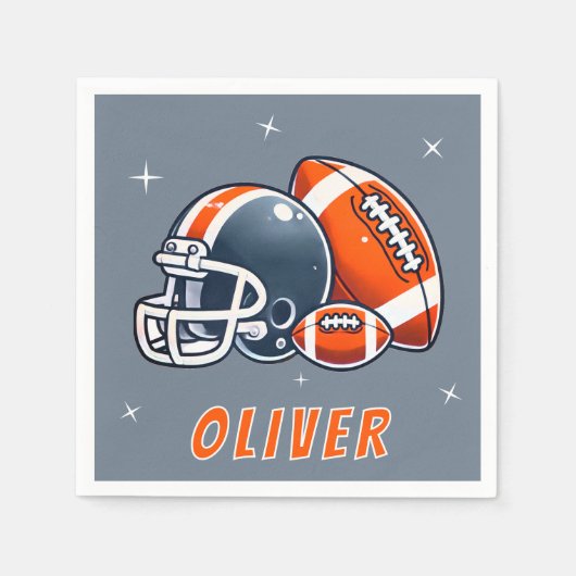 サッカーボールヘルメットマンガ誕生日パーティー スタンダードカクテルナプキン (正面)