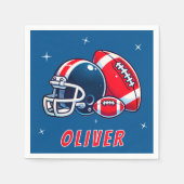 サッカーボールヘルメットマンガ誕生日パーティー スタンダードカクテルナプキン (正面)