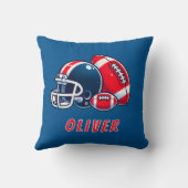 サッカーボールヘルメットマンガ誕生日ボーイ クッション (裏面)