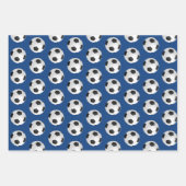 サッカーボールボールキッズネームブルー誕生日 ラッピングペーパーシート (正面3)