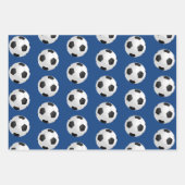 サッカーボールボールキッズネームブルー誕生日 ラッピングペーパーシート (正面2)
