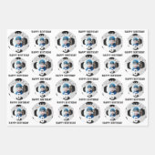 サッカーボールボールキッズハッピーバースデー時代写真 ラッピングペーパーシート (正面3)