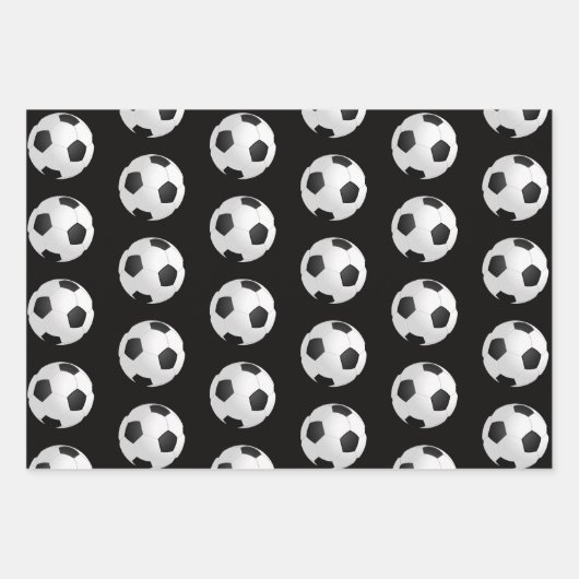 サッカーボールボールパターンキッズネーム誕生日 ラッピングペーパーシート (正面2)