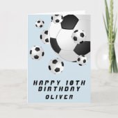 サッカーボールボールブルーキッズボーイハッピーバースデー カード (正面)