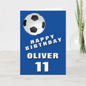 サッカーボールボールブルーボーイハッピーバースデー カード (正面)
