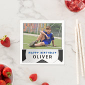 サッカーボールボールボーイフォトバースデーパーティー スタンダードカクテルナプキン (インサイチュ)