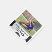 サッカーボールボールボーイフォトバースデーパーティー スタンダードカクテルナプキン (角)