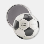サッカーボールマグネット | 個人用チーム名と年 マグネット (正面/裏面)
