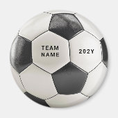 サッカーボールマグネット | 個人用チーム名と年 マグネット (正面)