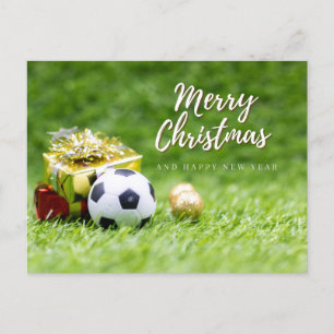 サッカーボールメリークリスマスハッピー新年贈呈CA ポストカード