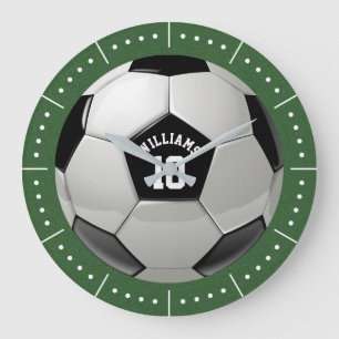 サッカーボールモノグラム協会サッカースポーツ ラージ壁時計