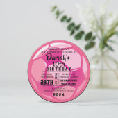 サッカーボールラウンドピンクバースデーパーティーへの招待 招待状 (スタンド正面)