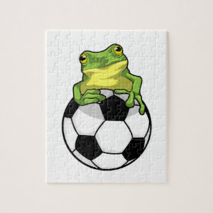 サッカーボール付きカエル ジグソーパズル