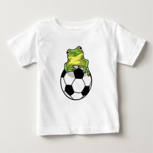 サッカーボール付きカエル ベビーTシャツ (正面)