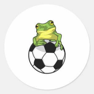 サッカーボール付きカエル ラウンドシール