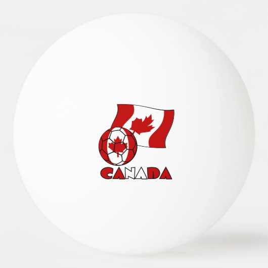 サッカーボール付きカナダ国旗 卓球ボール (裏面)