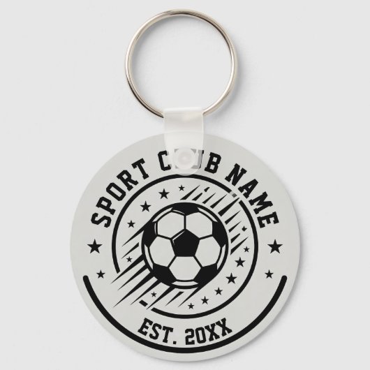 サッカーボール付きシンプルなクラブスポーツ名 キーホルダー (正面)