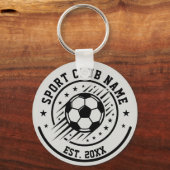 サッカーボール付きシンプルなクラブスポーツ名 キーホルダー (正面)