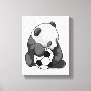 サッカーボール付きパンダ キャンバスプリント