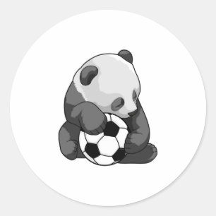 サッカーボール付きパンダ ラウンドシール