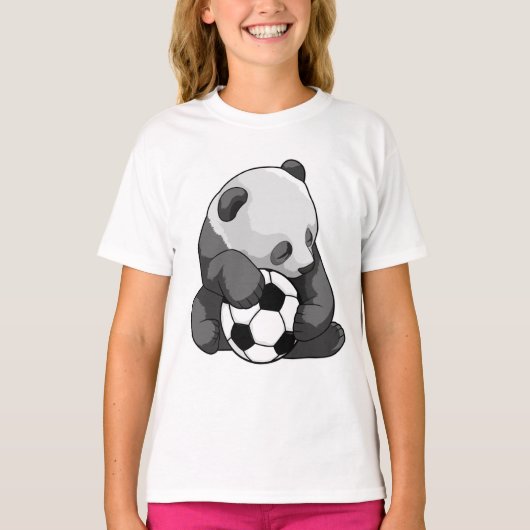 サッカーボール付きパンダ Tシャツ (正面)