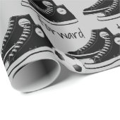 サッカーボール付きブラックスニーカー ラッピングペーパー (ロールコーナー)