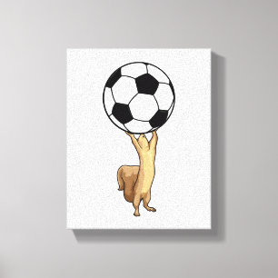 サッカーボール付きリス キャンバスプリント