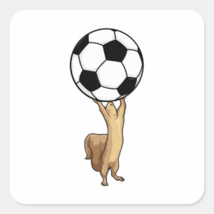 サッカーボール付きリス スクエアシール