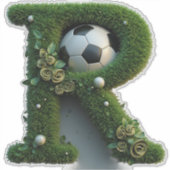 サッカーボール付き芝生の文字 シール (正面)