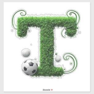 サッカーボール付き芝生の文字 シール