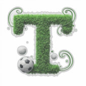 サッカーボール付き芝生の文字 シール (正面)