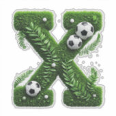 サッカーボール付き芝生の文字 シール (正面)