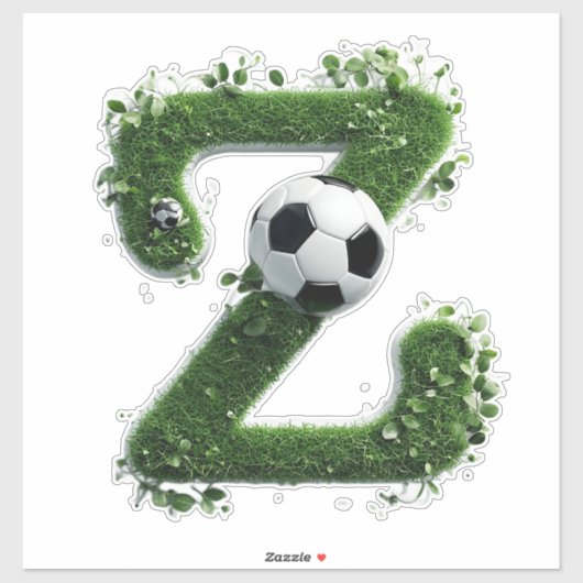 サッカーボール付き芝生の文字 シール (シート)