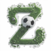 サッカーボール付き芝生の文字 シール (正面)