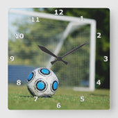 サッカーボール付ゴール スクエア壁時計 (正面)