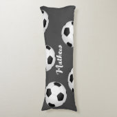 サッカーボール任意の名前または文字グレーと白を追加 ボディピロー (正面縦)