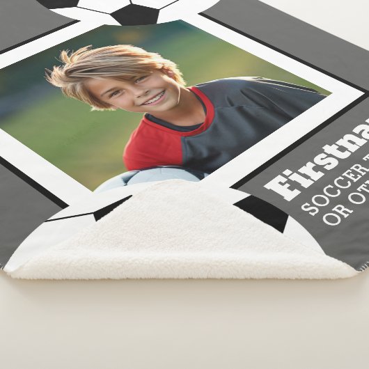 サッカーボール写真あなたの名前を追加 – 色を編集できる シェルパブランケット (3/4)